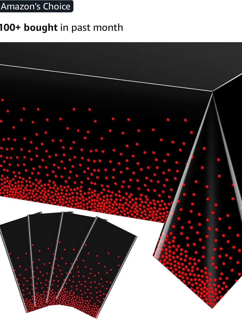 Black Tablecloth with Red Dot Confetti Pattern - 4 Pack